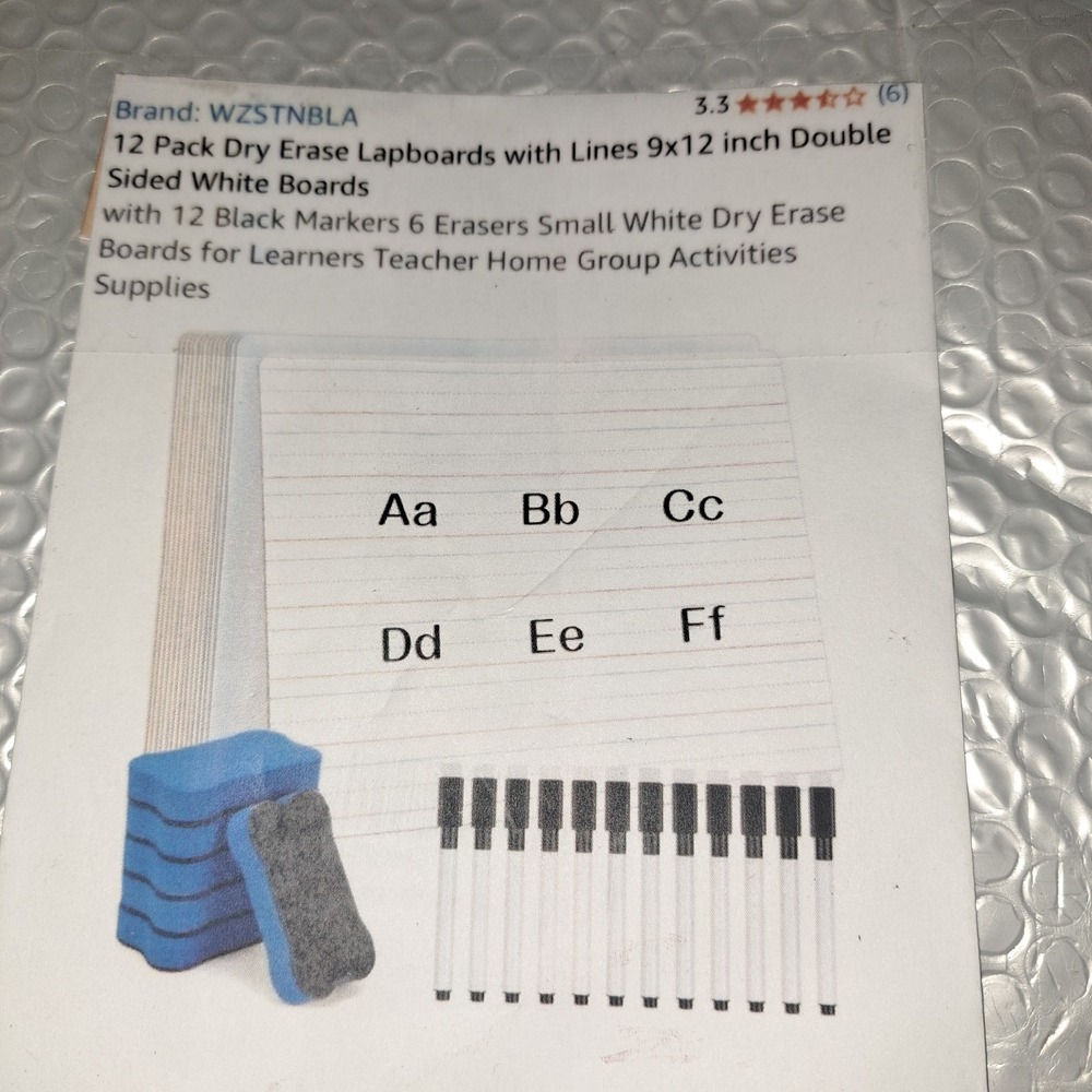 12 Pack Dry Erase Lapboards with Markers & Erasers